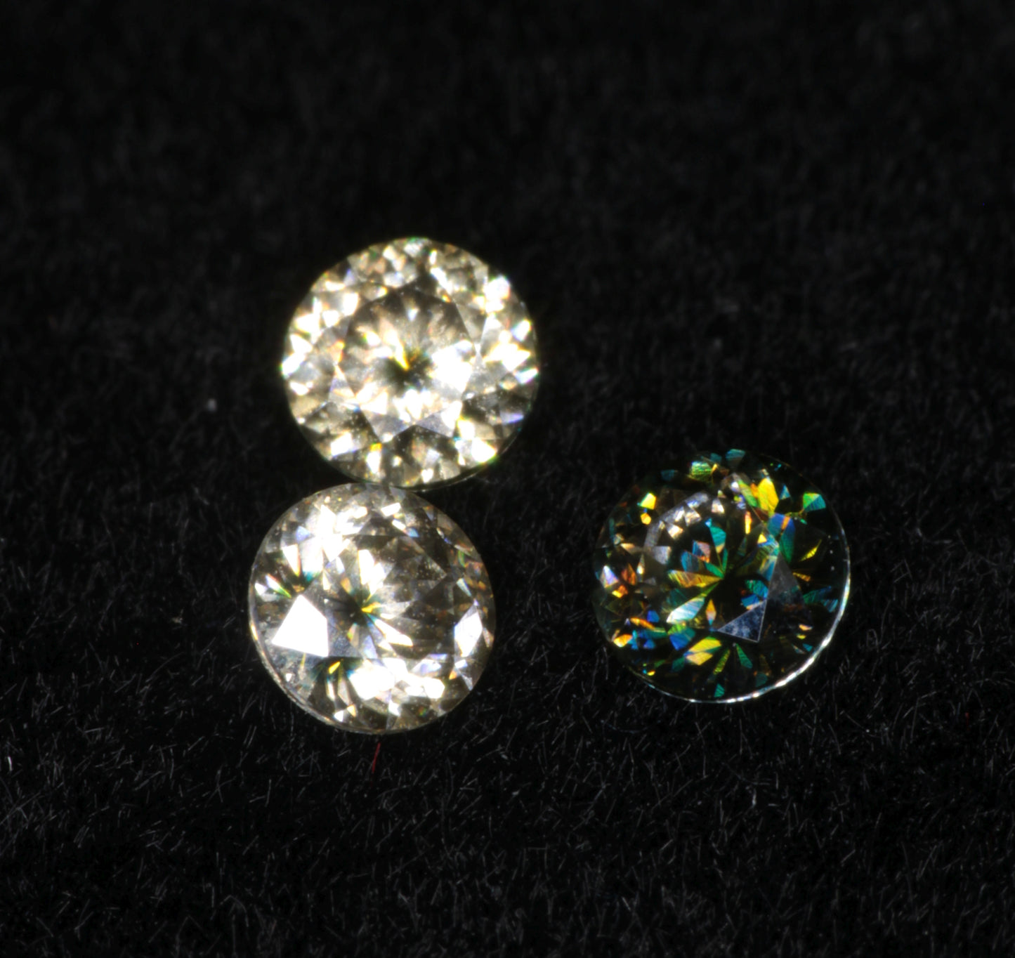 Moissanite Eyes, Loose Round Cut Bicolor Moissanites