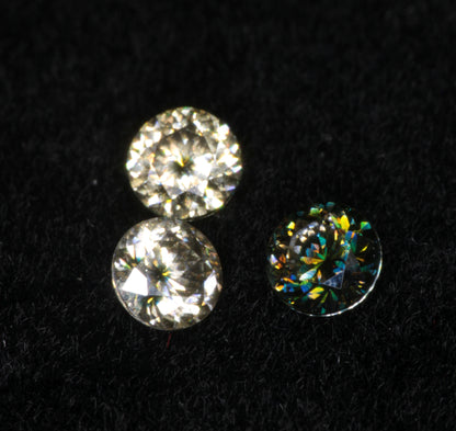 Moissanite Eyes, Loose Round Cut Bicolor Moissanites