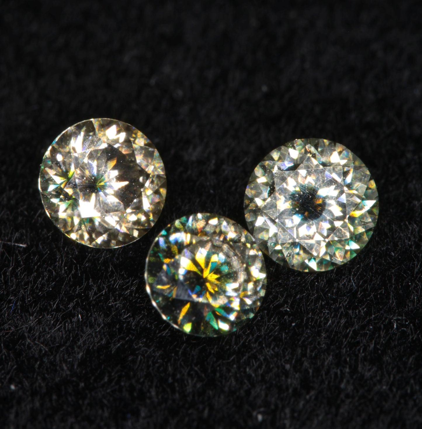 Moissanite Eyes, Loose Round Cut Bicolor Moissanites