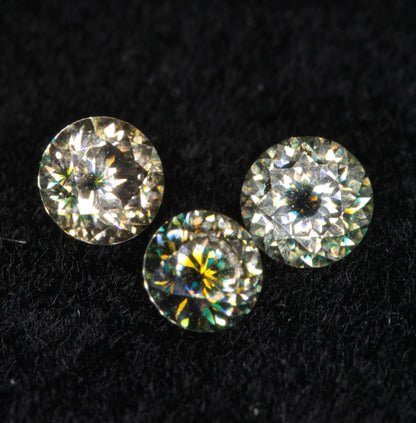 Moissanite Eyes, Loose Round Cut Bicolor Moissanites