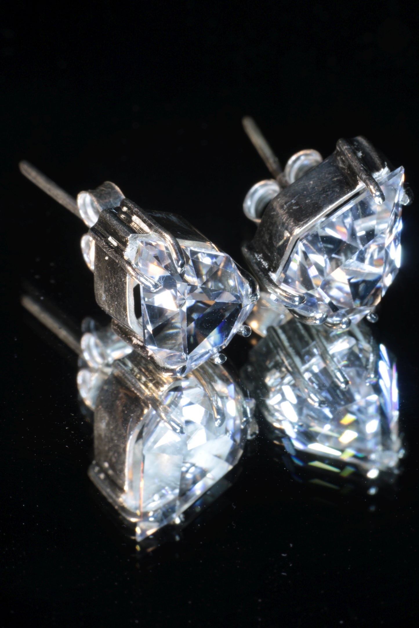 EOTS Cut F-35 Window and Round Cut Sapphire Earrings in Sterling Silver (F35 Gem)