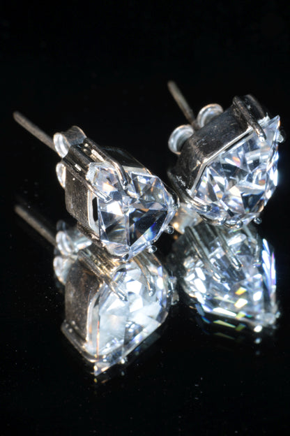 EOTS Cut F-35 Window and Round Cut Sapphire Earrings in Sterling Silver (F35 Gem)