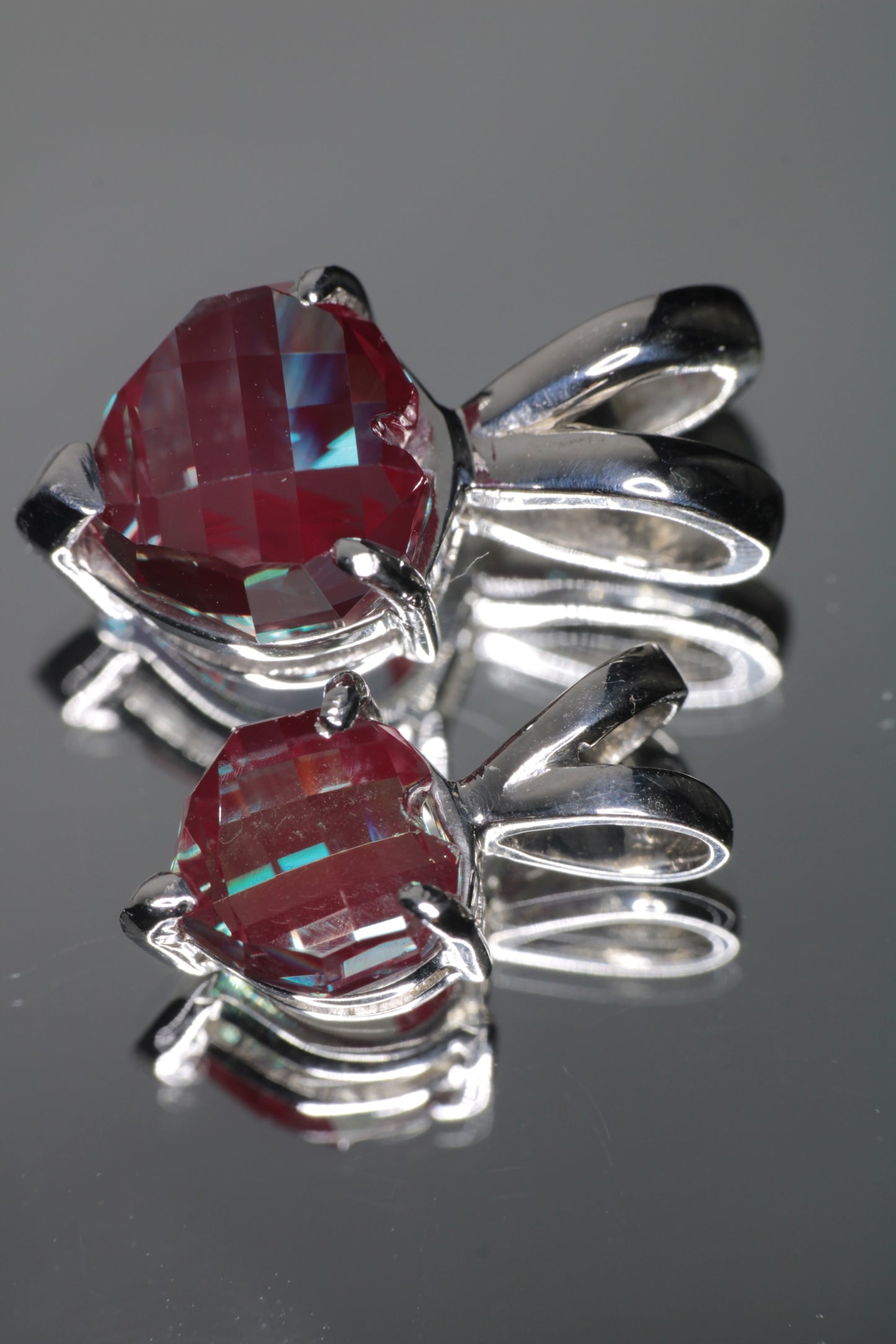 RetroHeart™ Pendants in Sterling Silver, Pixel Heart Cut