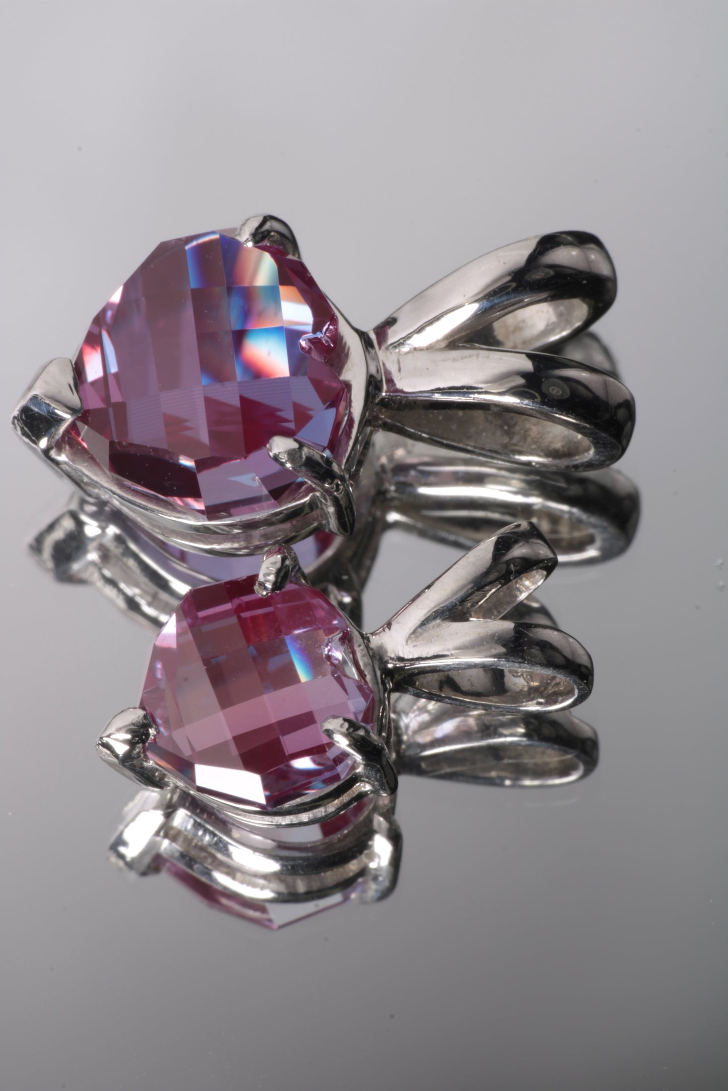 RetroHeart™ Pendants in Sterling Silver, Pixel Heart Cut
