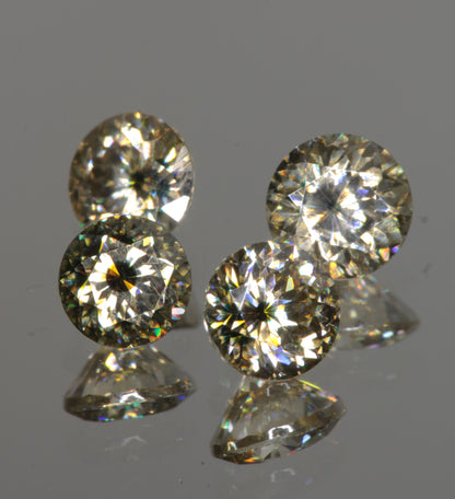 Moissanite Eyes, Loose Round Cut Bicolor Moissanites