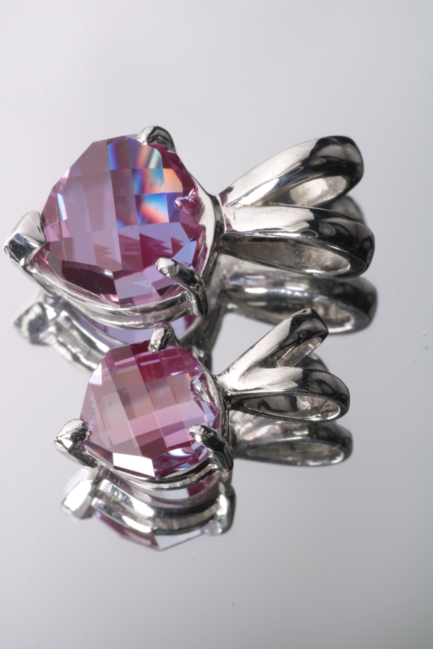 RetroHeart™ Pendants in Sterling Silver, Pixel Heart Cut