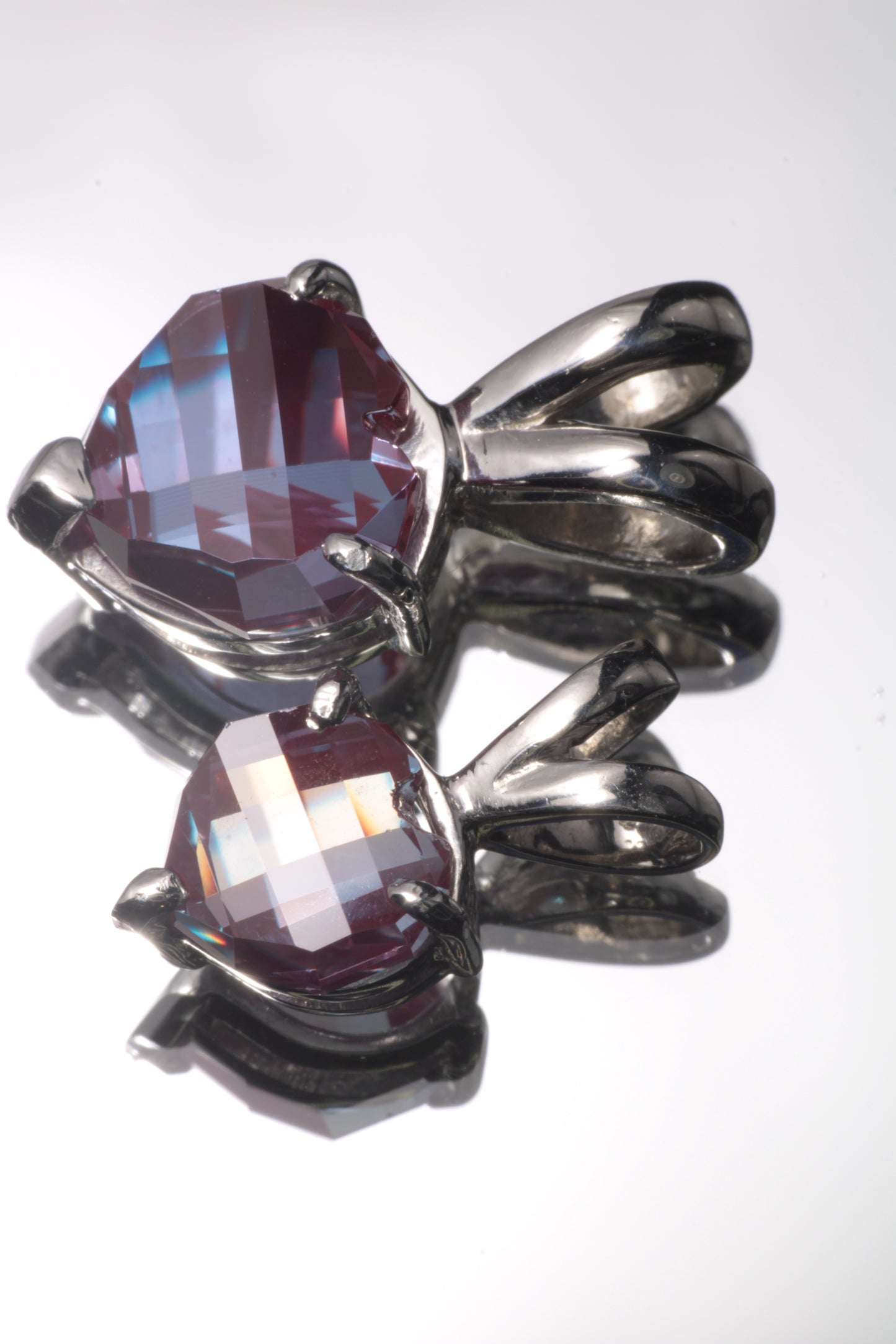 RetroHeart™ Pendants in Sterling Silver, Pixel Heart Cut
