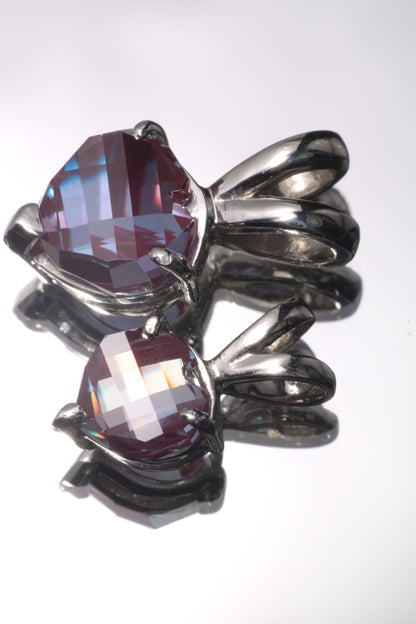 RetroHeart™ Pendants in Sterling Silver, Pixel Heart Cut