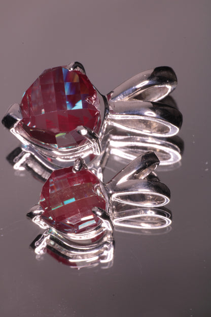 RetroHeart™ Pendants in Sterling Silver, Pixel Heart Cut