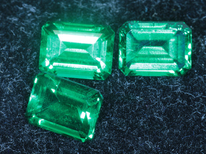 Lab Emerald Faceted Stones, Hydrothermal Emerald Gems