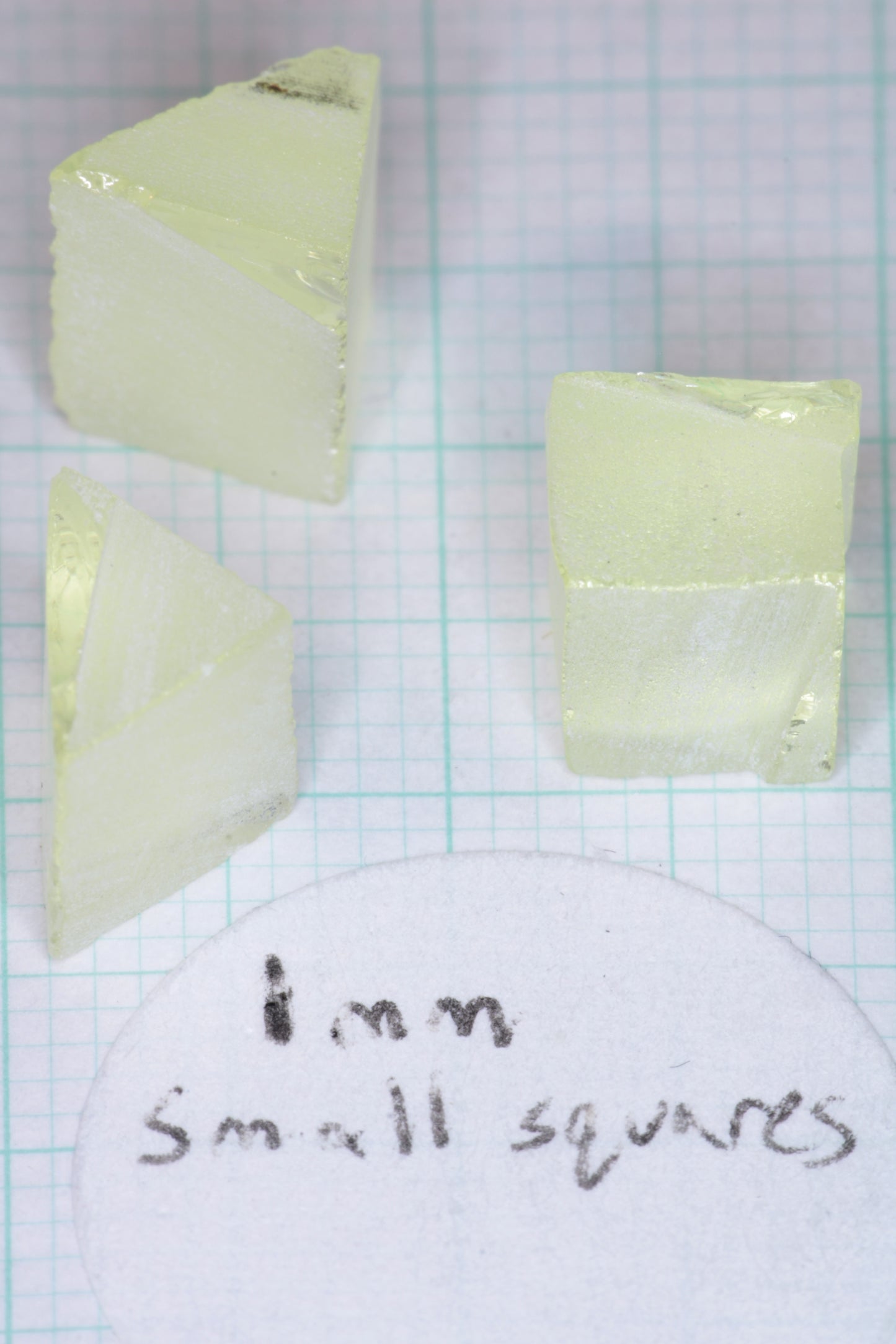 Ghost Garnet aka Pr:LuAG Lumogarnet Facet Rough Green with Orange Glow