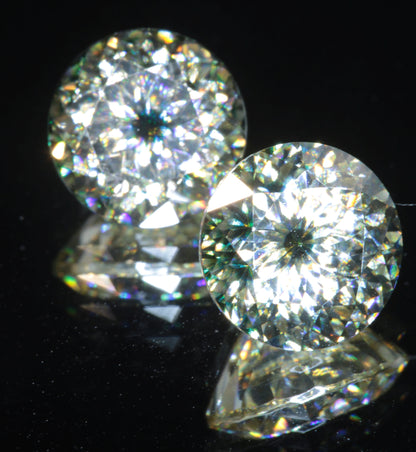 Moissanite Eyes, Loose Round Cut Bicolor Moissanites
