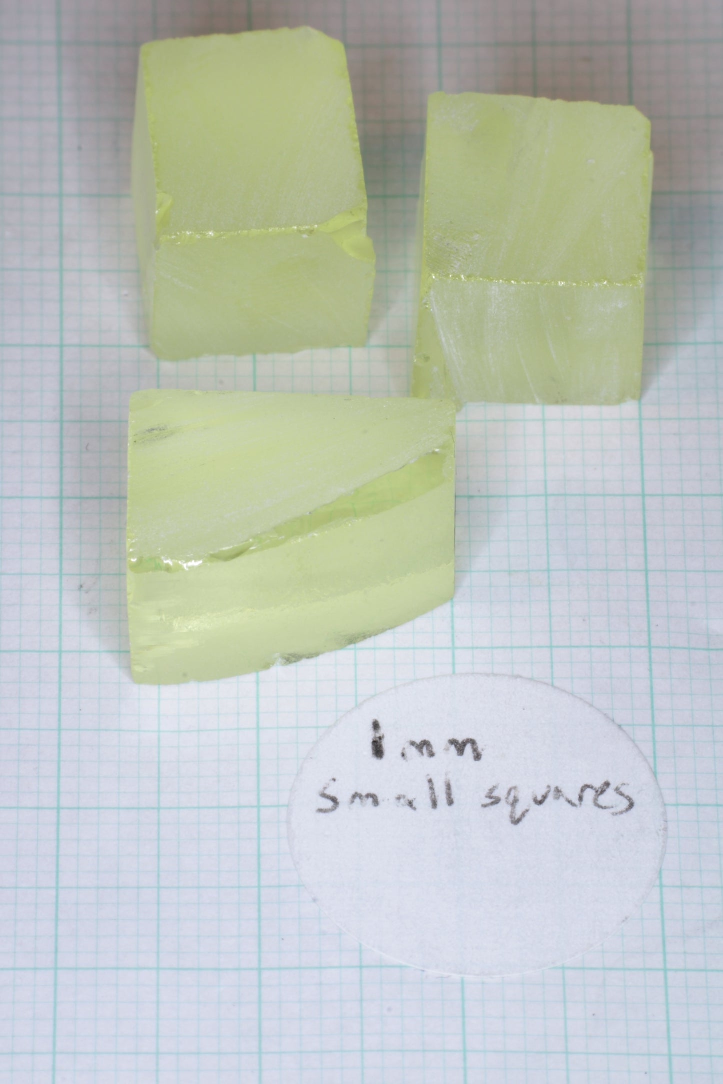 Ghost Garnet aka Pr:LuAG Lumogarnet Facet Rough Green with Orange Glow