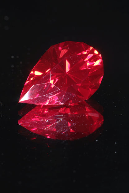 Blood Red Ruby Loose Faceted Stones Czochralski Pulled Crystal