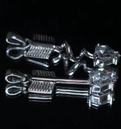 F-35 Fighter Jet Window Sapphire Pendants in Sterling with Custom Sensor Cut (F35 Gem)