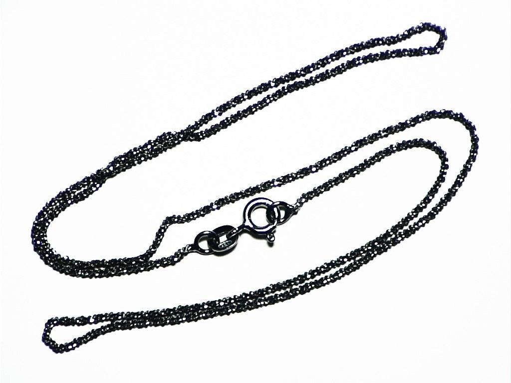 18 inch Black Sterling Silver Chain (Diamond-cut)