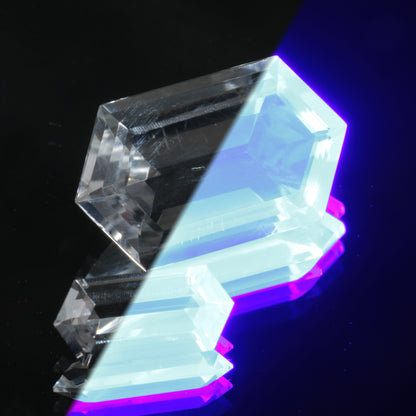Rupee Cut Lab Fluorite Gems, Color Change Hyperfluorescent