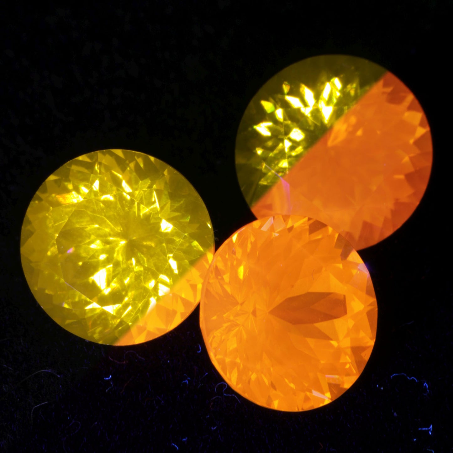 Special Cerium YAG Lumogarnet Loose Faceted Stones, Orange Fluorescence