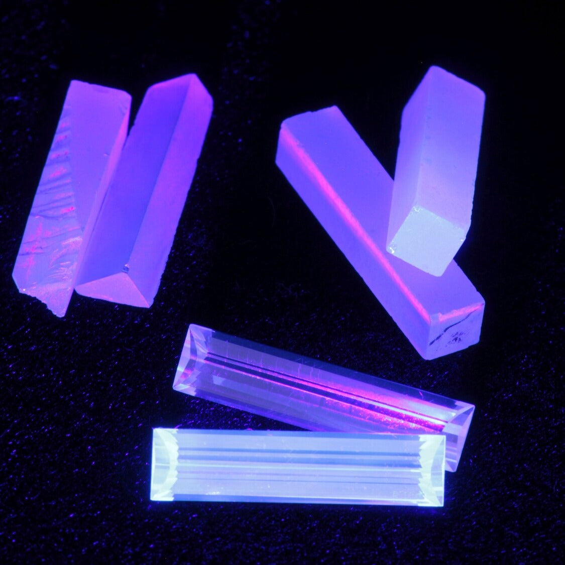 LYSO Pixels Raw and Faceted Loose Gems Blue Fluorescent Scintillator
