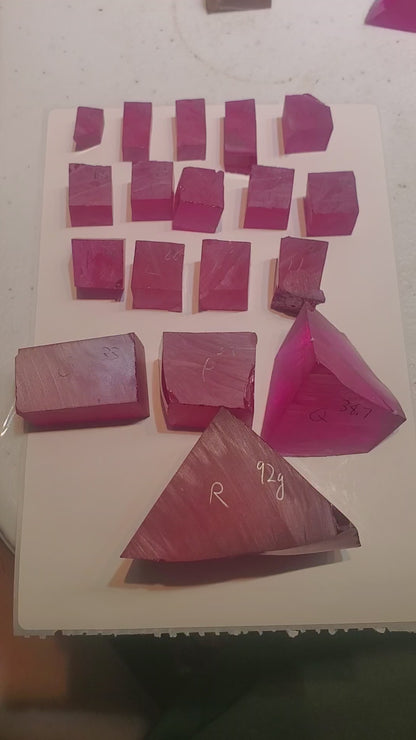 Laser Ruby Facet Rough Lab Created Crystals