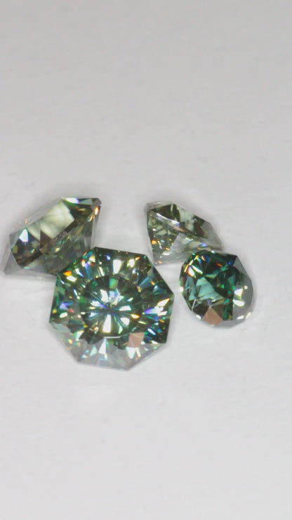 Dichroic Moissanite, Loose Yellow and Blue Faceted Gemstones