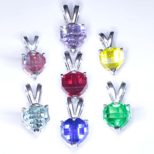 RetroHeart™ Pendants in Sterling Silver, Pixel Heart Cut
