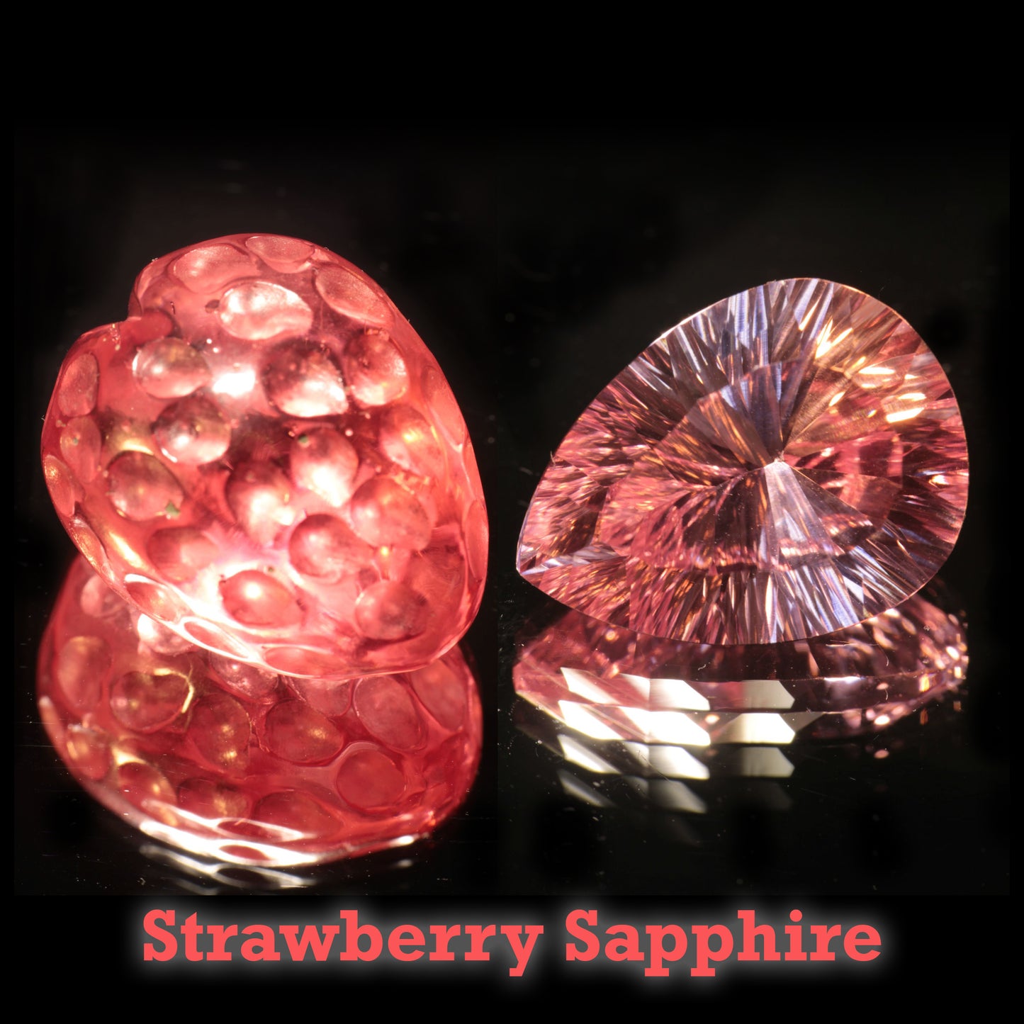 Fantasy Cut Laser Sapphire, Titanium Sapphire Strawberries