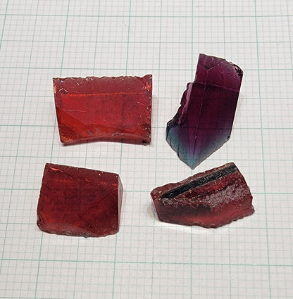 Lab Red Beryl Facet Rough, Hydrothermal Scarlet Beryl  Bixbite Crystals