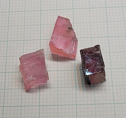 Pink Peach Beryl Facet Rough, Hydrothermal Morganite Crystals