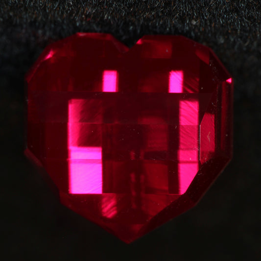 Pixel Cut Heart in Lab Ruby 14ct